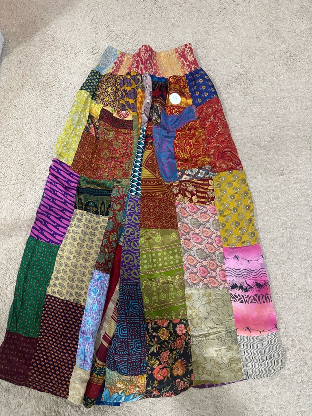 Silk Multicolor Patchwork Reversible Wide Leg Pants